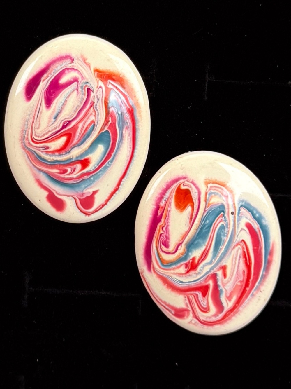 Vintage Colorful Swirl Pierced Earrings